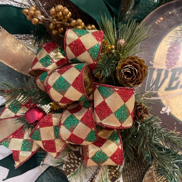 Christmas “WELCOME” wreath, Christmas door wreath, Holiday wreath 26” very luxe - Picture 10 of 11